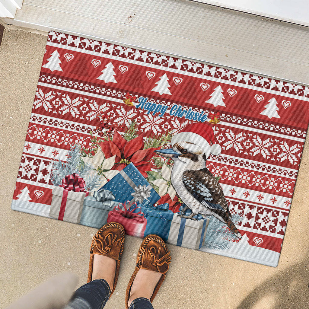 Australia Christmas In July Rubber Doormat Kookaburra Santa Red Color