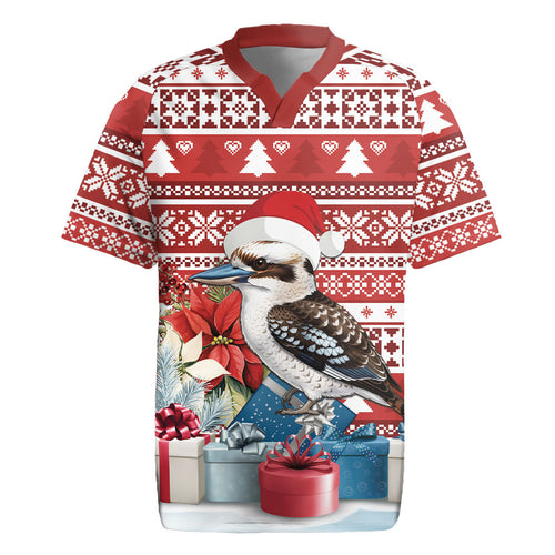 Australia Christmas In July Rugby Jersey Kookaburra Santa Red Color