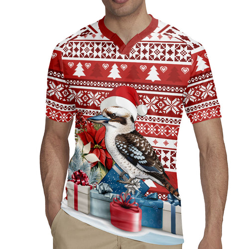 Australia Christmas In July Rugby Jersey Kookaburra Santa Red Color