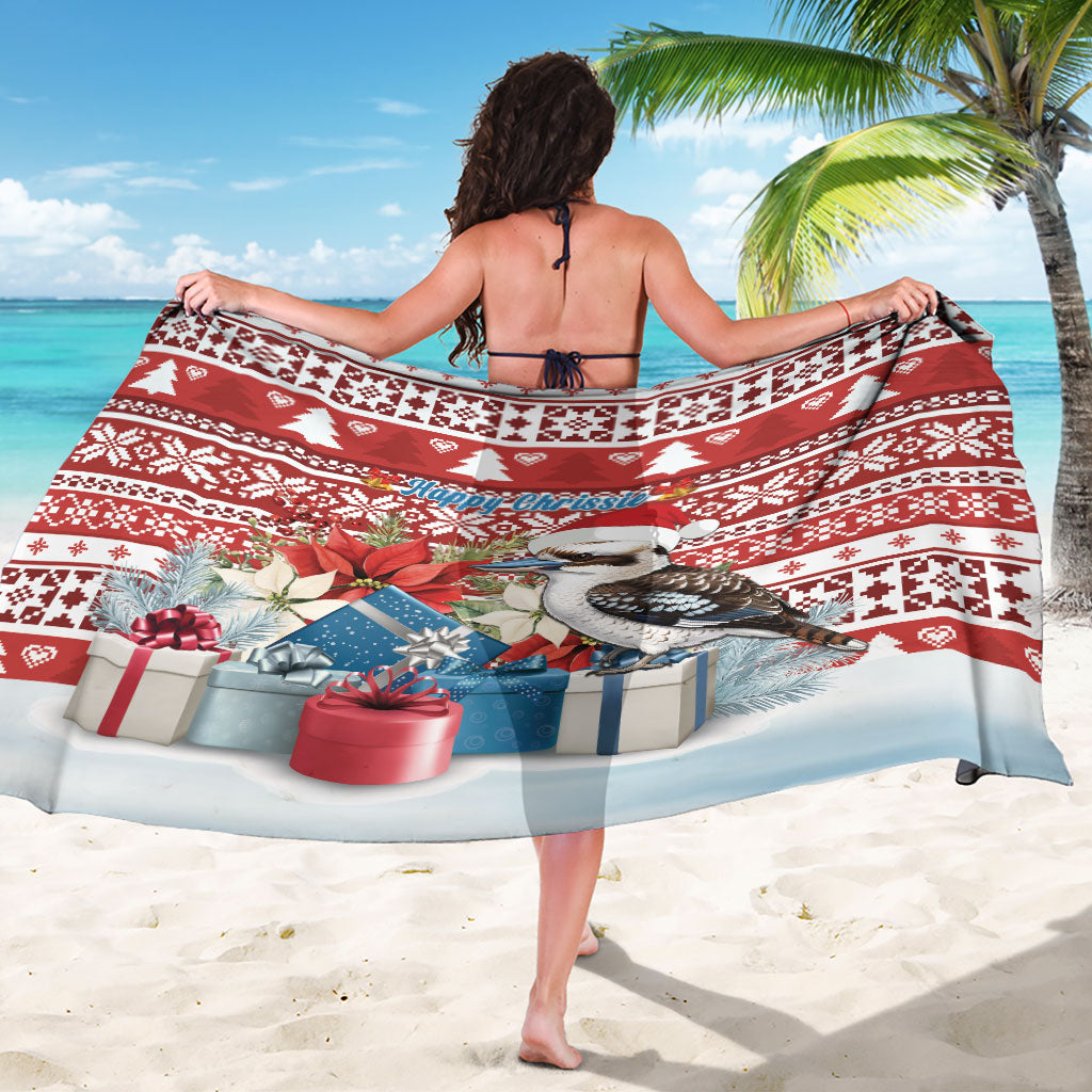 Australia Christmas In July Sarong Kookaburra Santa Red Color