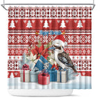 Australia Christmas In July Shower Curtain Kookaburra Santa Red Color