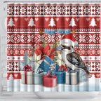 Australia Christmas In July Shower Curtain Kookaburra Santa Red Color