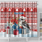 Australia Christmas In July Shower Curtain Kookaburra Santa Red Color