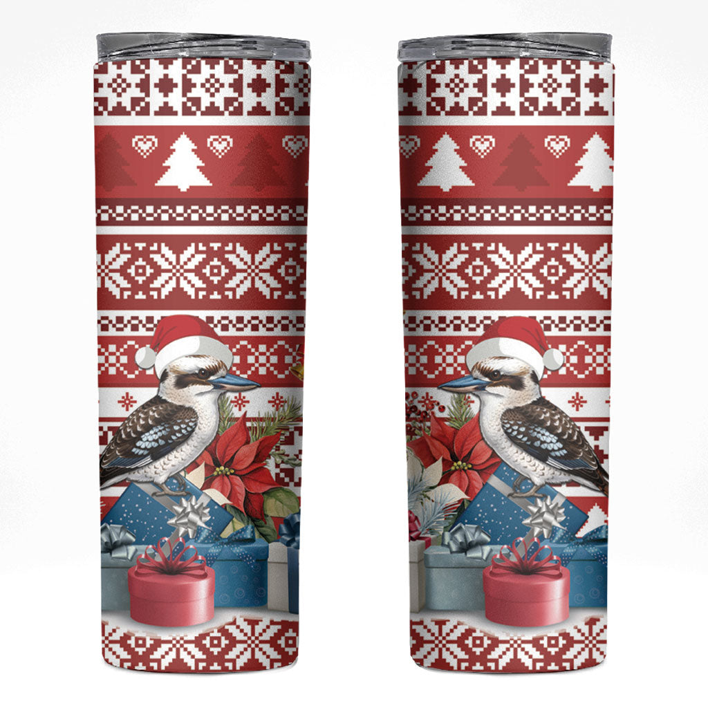 Australia Christmas In July Skinny Tumbler Kookaburra Santa Red Color