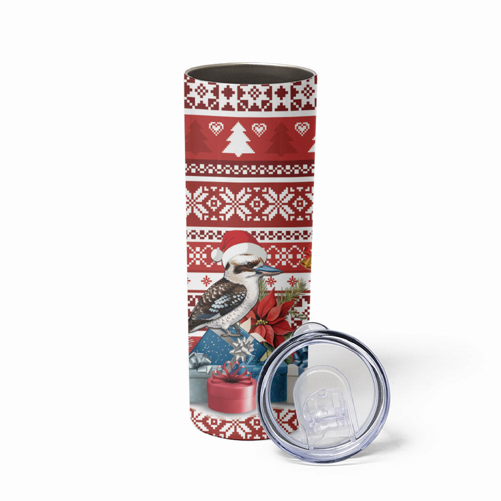 Australia Christmas In July Skinny Tumbler Kookaburra Santa Red Color