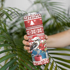 Australia Christmas In July Skinny Tumbler Kookaburra Santa Red Color