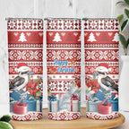 Australia Christmas In July Skinny Tumbler Kookaburra Santa Red Color