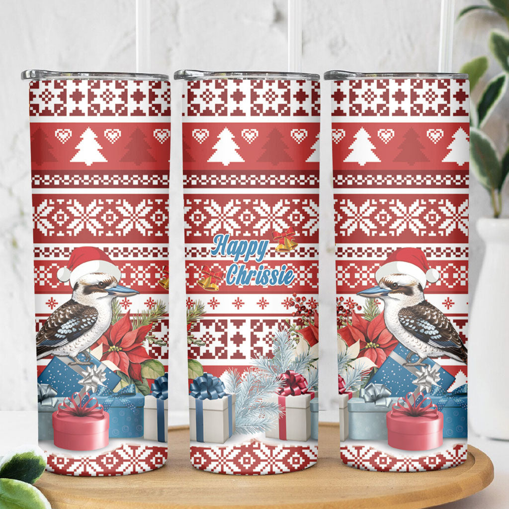 Australia Christmas In July Skinny Tumbler Kookaburra Santa Red Color
