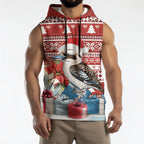 Australia Christmas In July Sleeveless Hoodie Kookaburra Santa Red Color