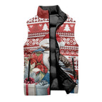 Australia Christmas In July Sleeveless Puffer Jacket Kookaburra Santa Red Color