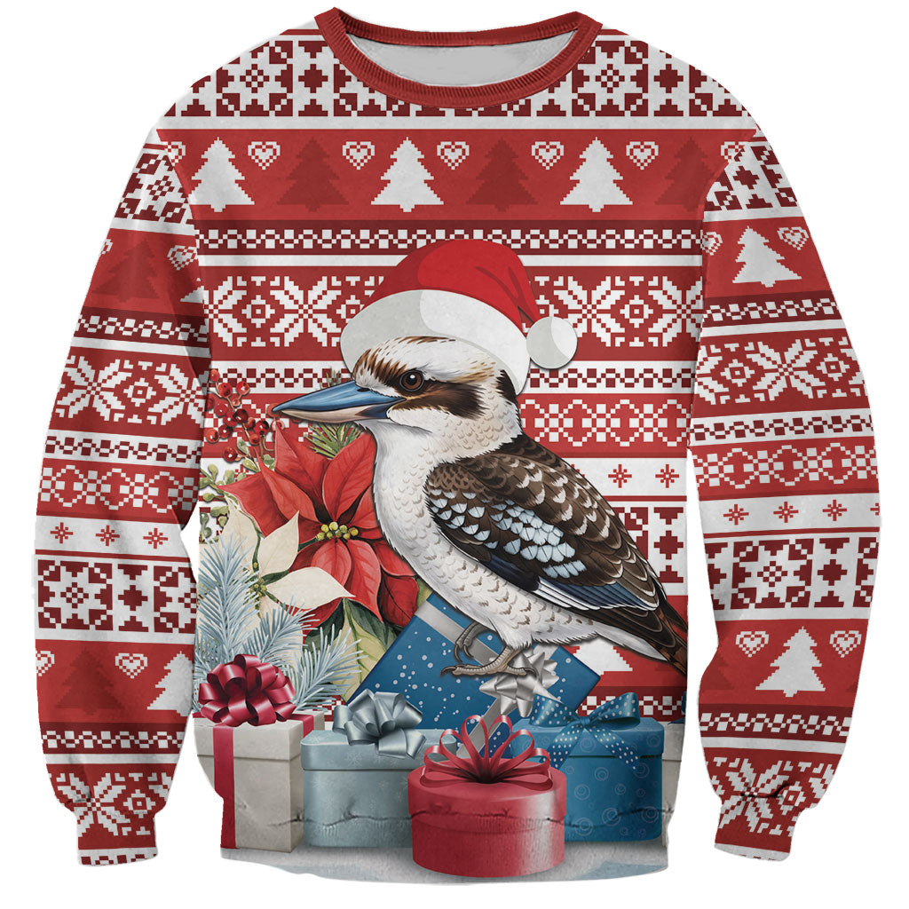 Australia Christmas In July Sweatshirt Kookaburra Santa Red Color