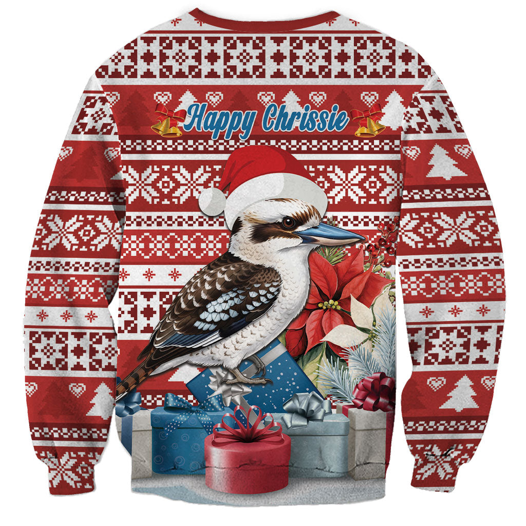 Australia Christmas In July Sweatshirt Kookaburra Santa Red Color