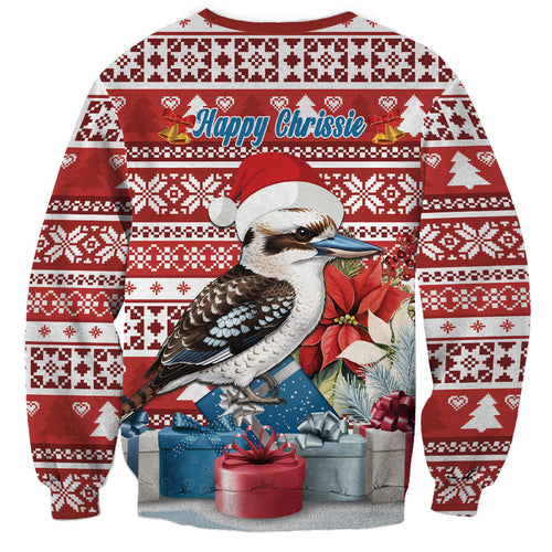 Australia Christmas In July Sweatshirt Kookaburra Santa Red Color