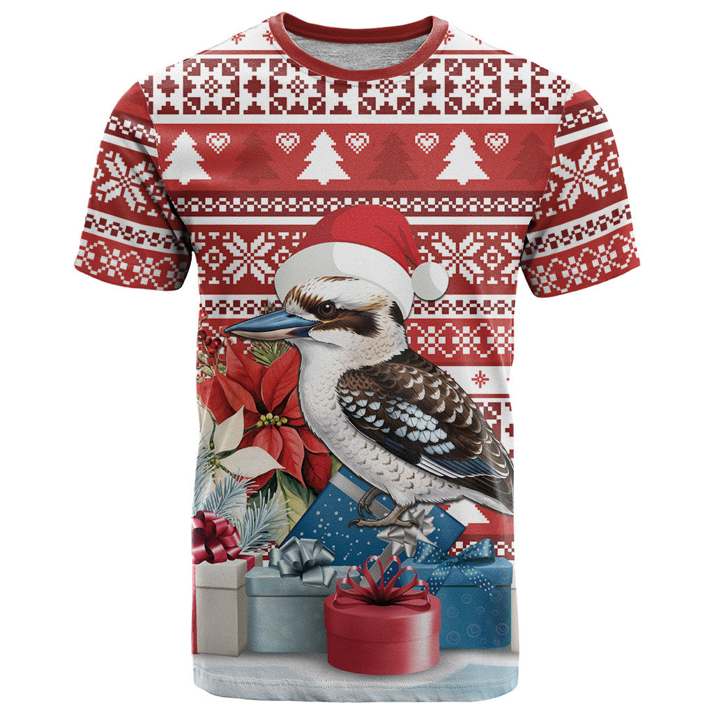 Australia Christmas In July T Shirt Kookaburra Santa Red Color