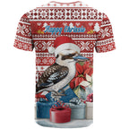 Australia Christmas In July T Shirt Kookaburra Santa Red Color