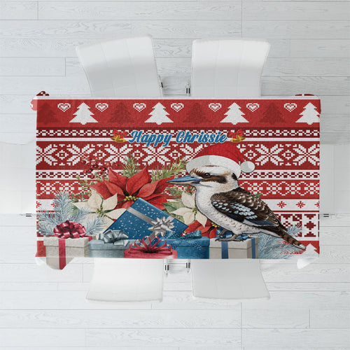 Australia Christmas In July Tablecloth Kookaburra Santa Red Color