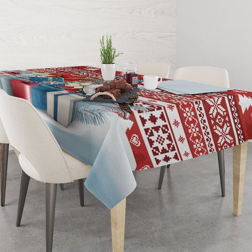 Australia Christmas In July Tablecloth Kookaburra Santa Red Color