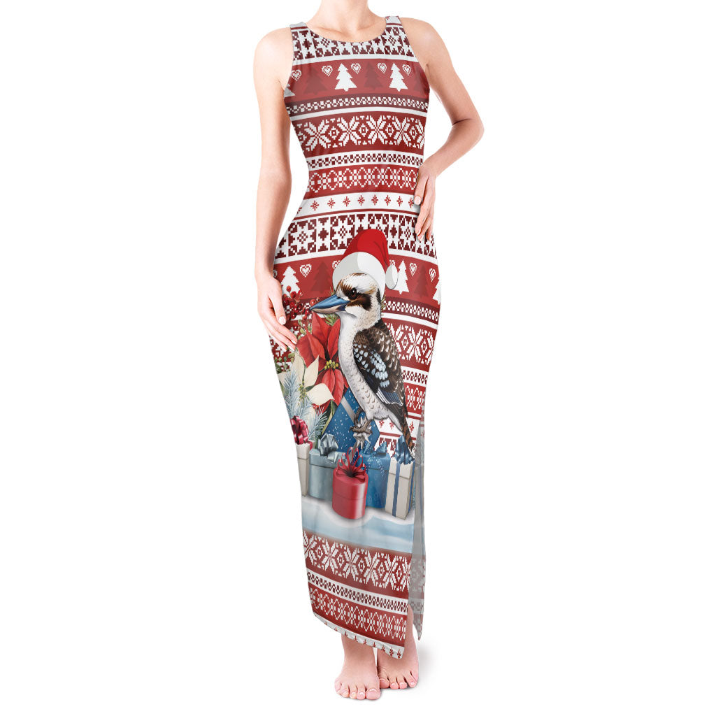 Australia Christmas In July Tank Maxi Dress Kookaburra Santa Red Color