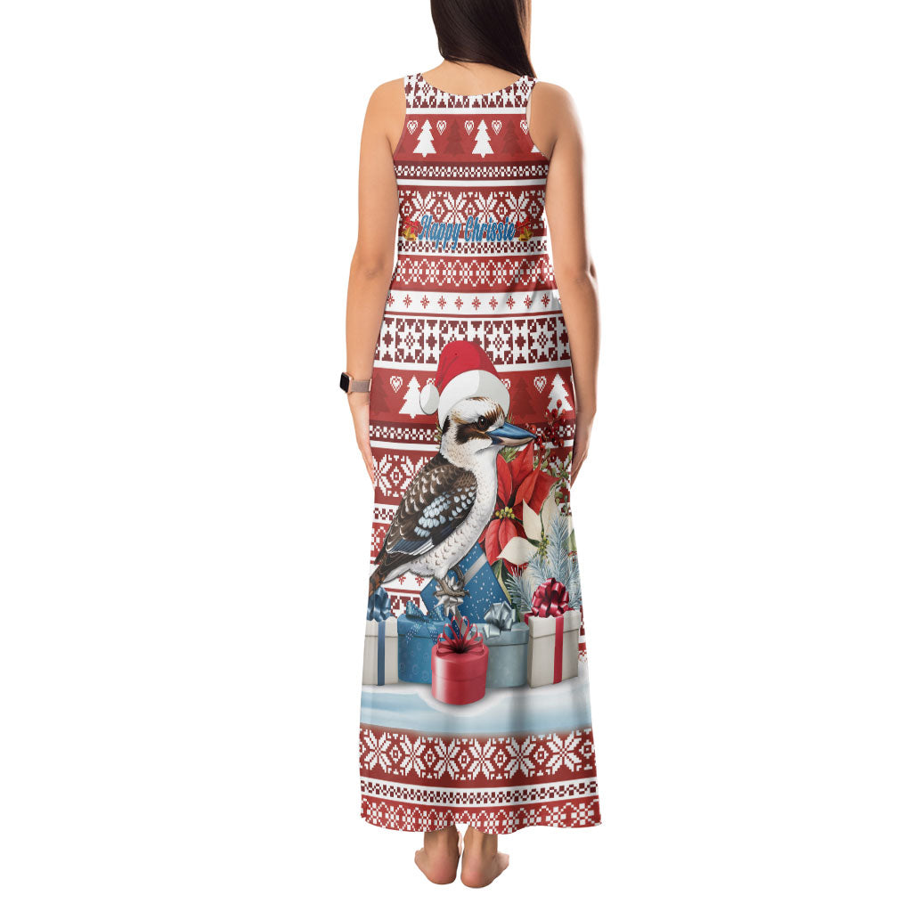 Australia Christmas In July Tank Maxi Dress Kookaburra Santa Red Color