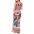 Australia Christmas In July Tank Maxi Dress Kookaburra Santa Red Color