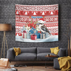 Australia Christmas In July Tapestry Kookaburra Santa Red Color