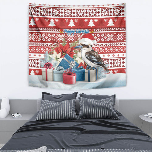 Australia Christmas In July Tapestry Kookaburra Santa Red Color