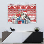Australia Christmas In July Tapestry Kookaburra Santa Red Color