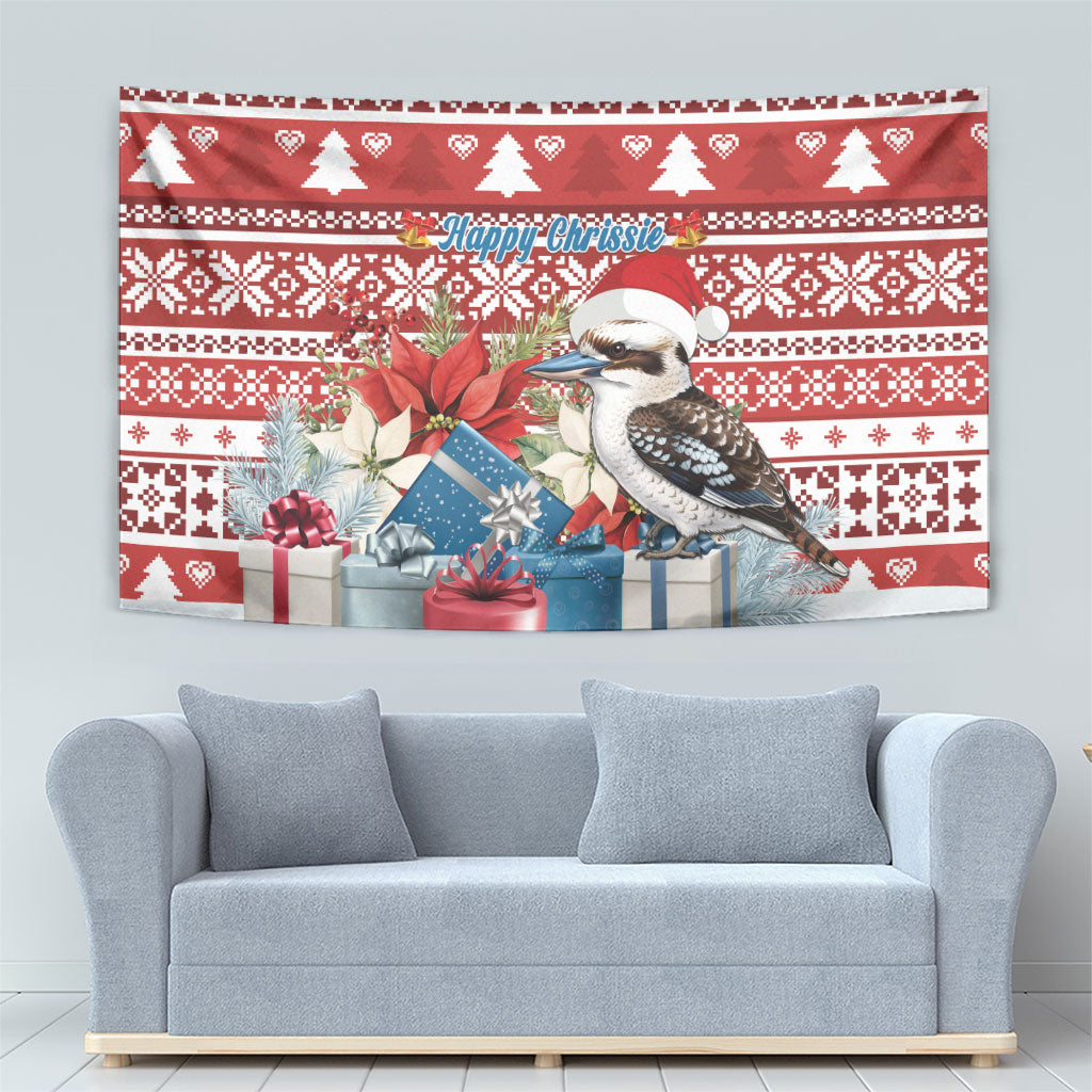 Australia Christmas In July Tapestry Kookaburra Santa Red Color