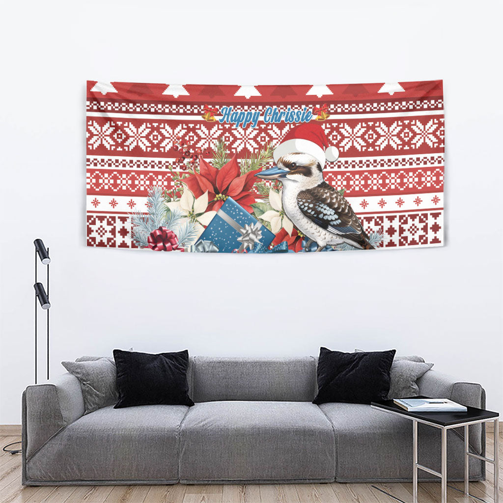 Australia Christmas In July Tapestry Kookaburra Santa Red Color