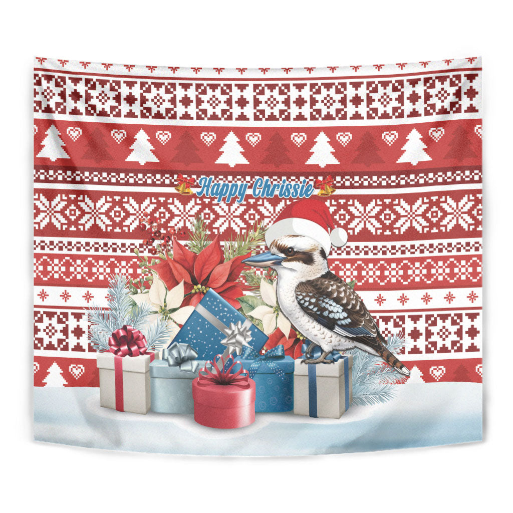 Australia Christmas In July Tapestry Kookaburra Santa Red Color