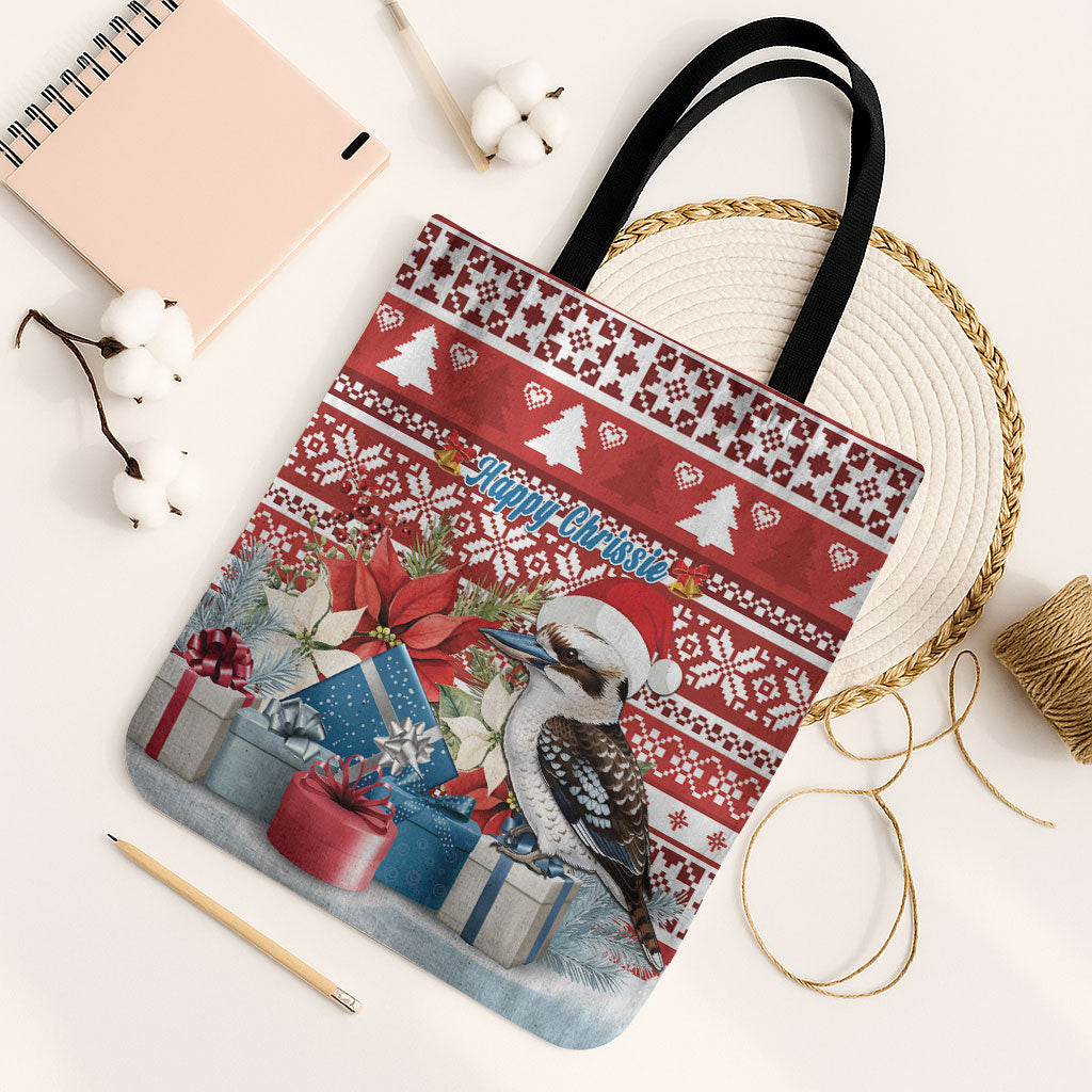 Australia Christmas In July Tote Bag Kookaburra Santa Red Color