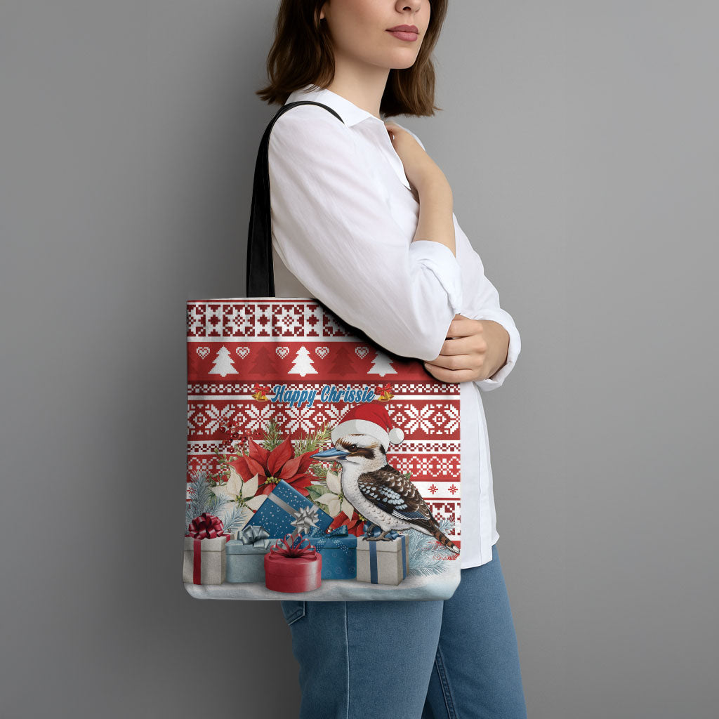 Australia Christmas In July Tote Bag Kookaburra Santa Red Color
