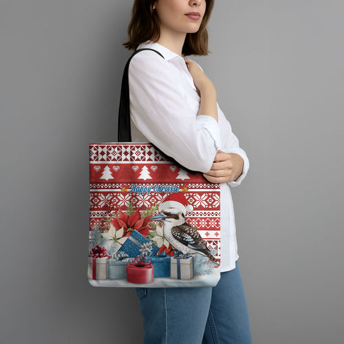 Australia Christmas In July Tote Bag Kookaburra Santa Red Color