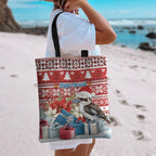 Australia Christmas In July Tote Bag Kookaburra Santa Red Color
