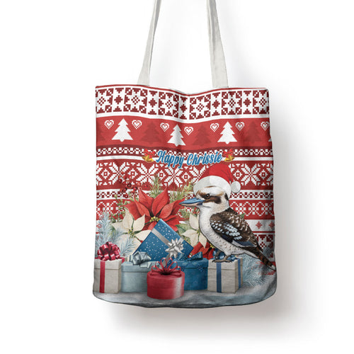 Australia Christmas In July Tote Bag Kookaburra Santa Red Color
