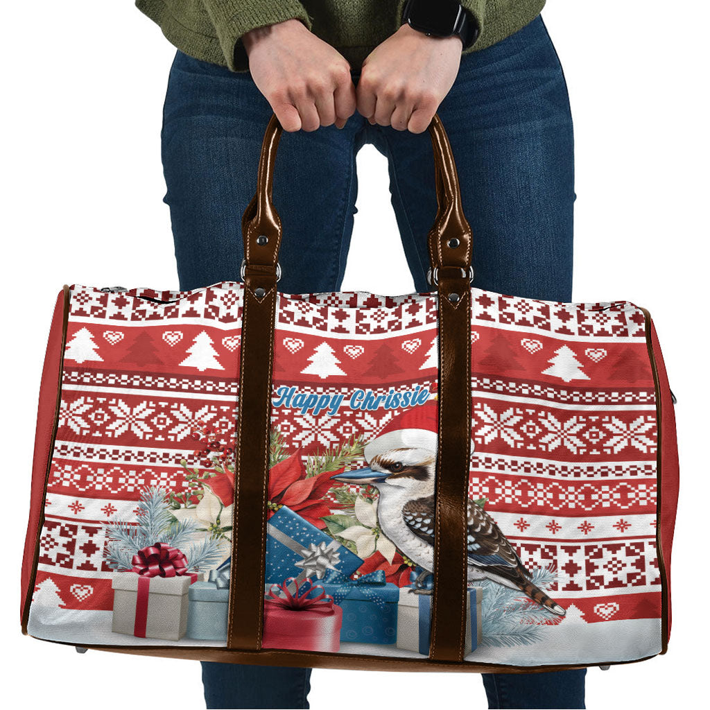 Australia Christmas In July Travel Bag Kookaburra Santa Red Color