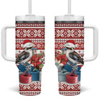 Australia Christmas In July Tumbler With Handle Kookaburra Santa Red Color