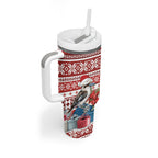 Australia Christmas In July Tumbler With Handle Kookaburra Santa Red Color