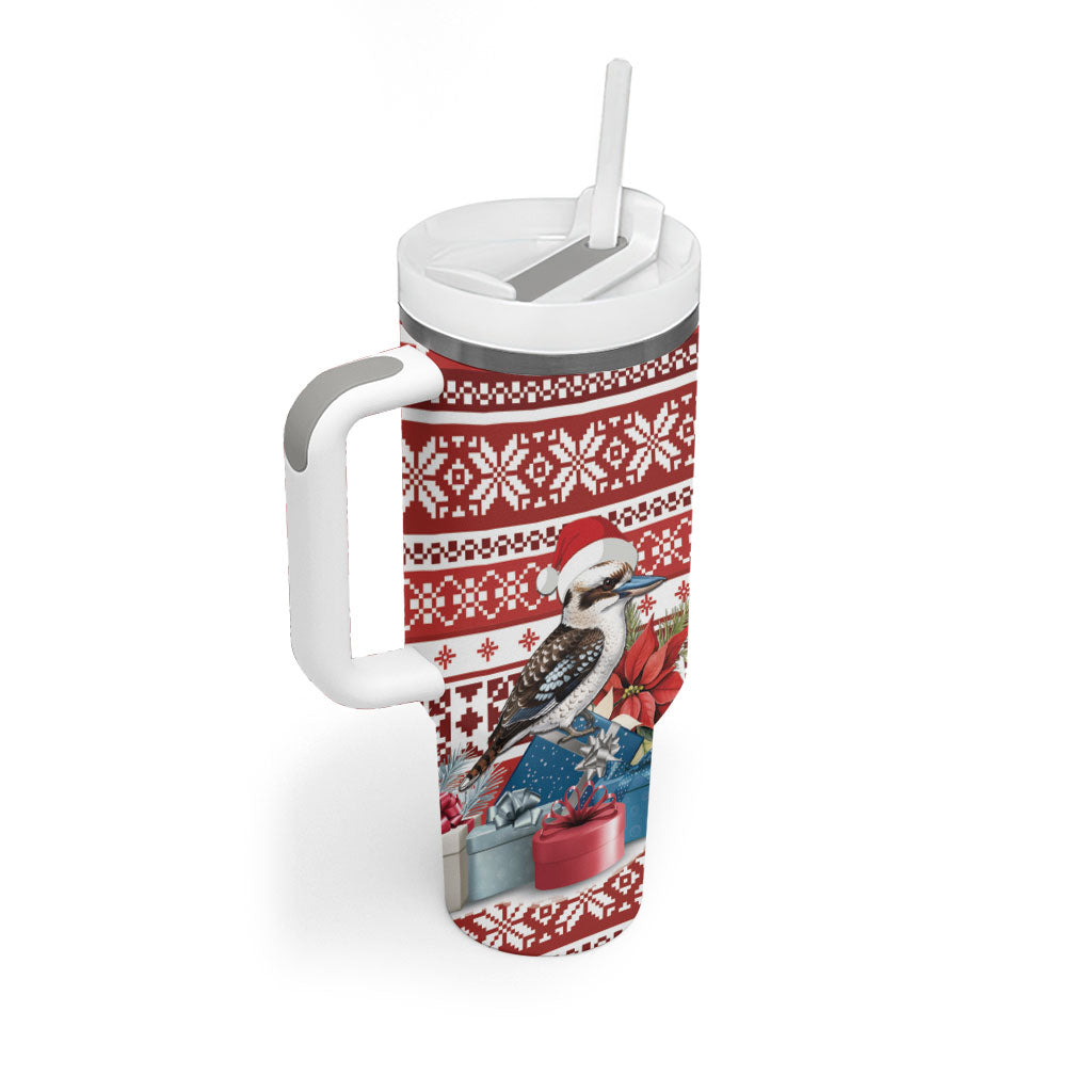 Australia Christmas In July Tumbler With Handle Kookaburra Santa Red Color