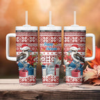 Australia Christmas In July Tumbler With Handle Kookaburra Santa Red Color