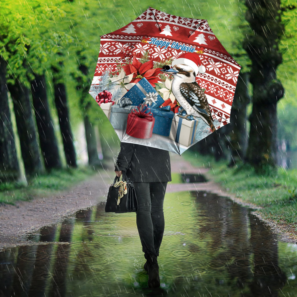 Australia Christmas In July Umbrella Kookaburra Santa Red Color