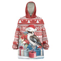 Australia Christmas In July Wearable Blanket Hoodie Kookaburra Santa Red Color