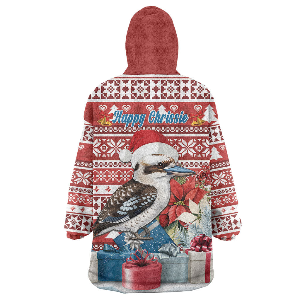 Australia Christmas In July Wearable Blanket Hoodie Kookaburra Santa Red Color