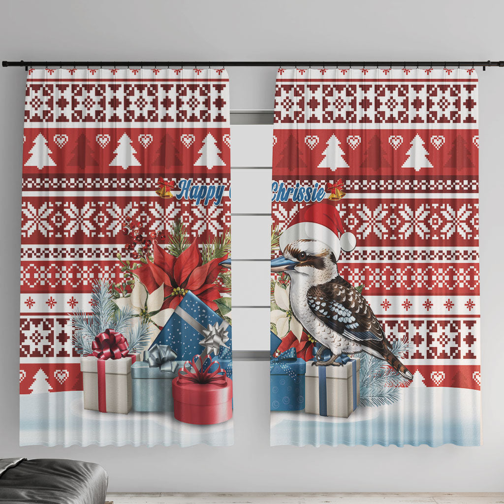 Australia Christmas In July Window Curtain Kookaburra Santa Red Color