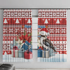 Australia Christmas In July Window Curtain Kookaburra Santa Red Color