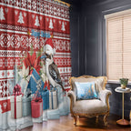 Australia Christmas In July Window Curtain Kookaburra Santa Red Color