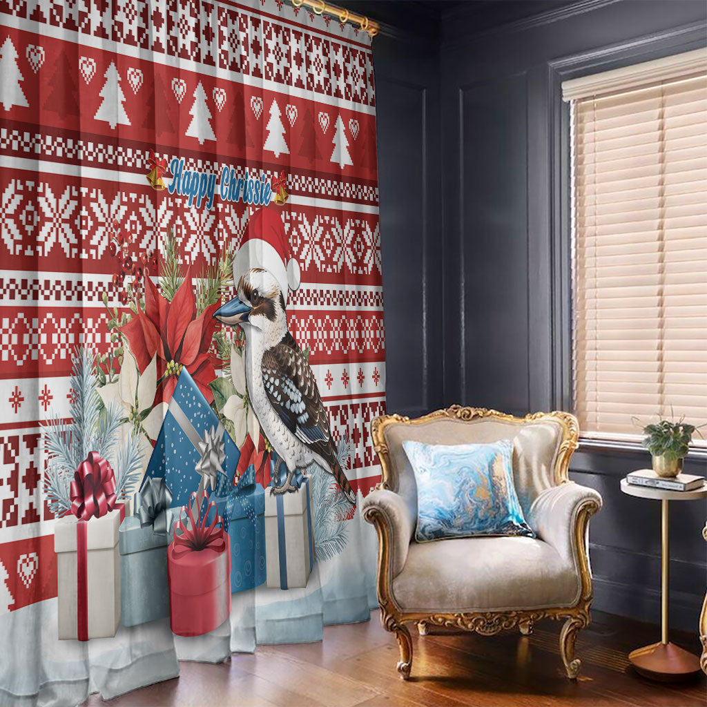 Australia Christmas In July Window Curtain Kookaburra Santa Red Color