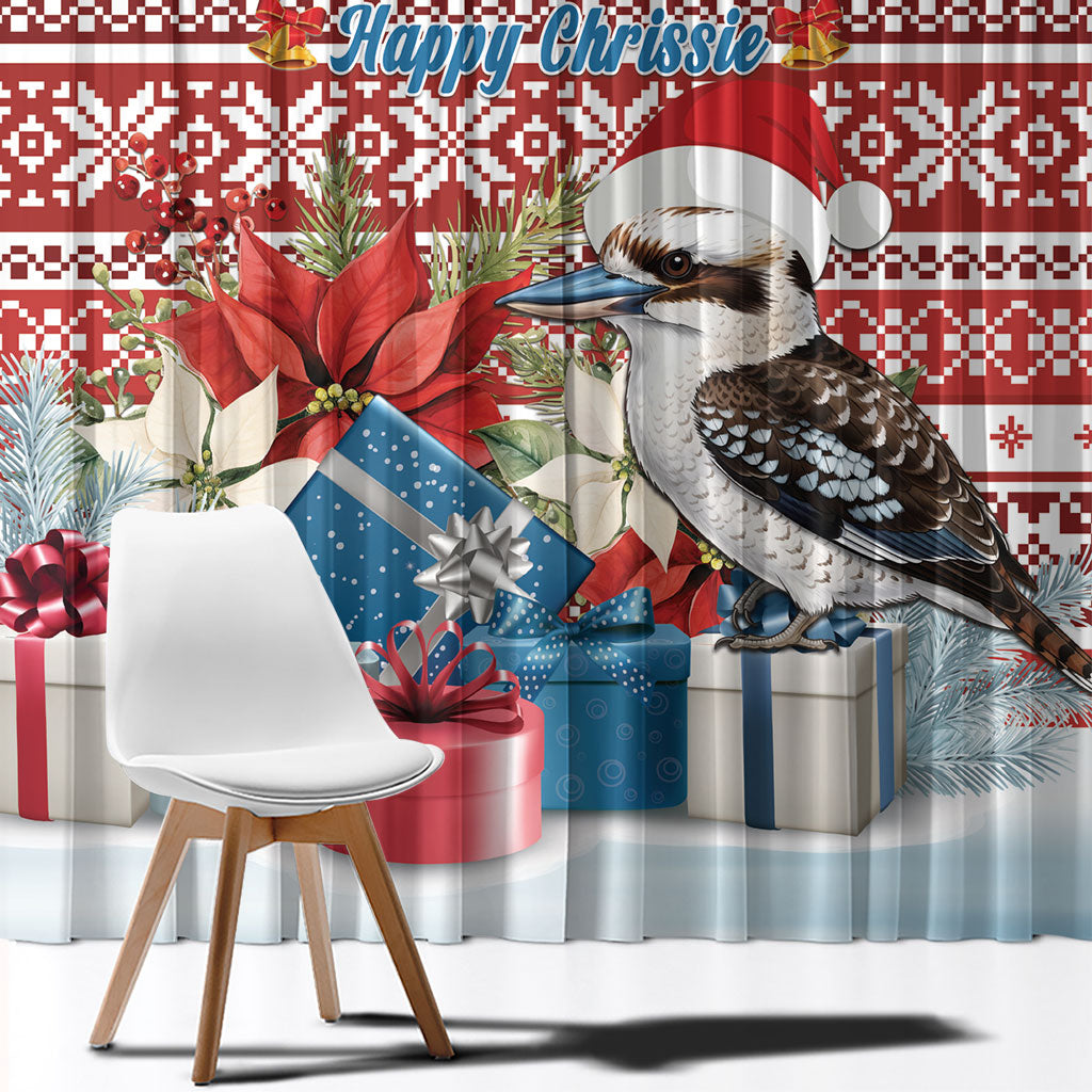Australia Christmas In July Window Curtain Kookaburra Santa Red Color