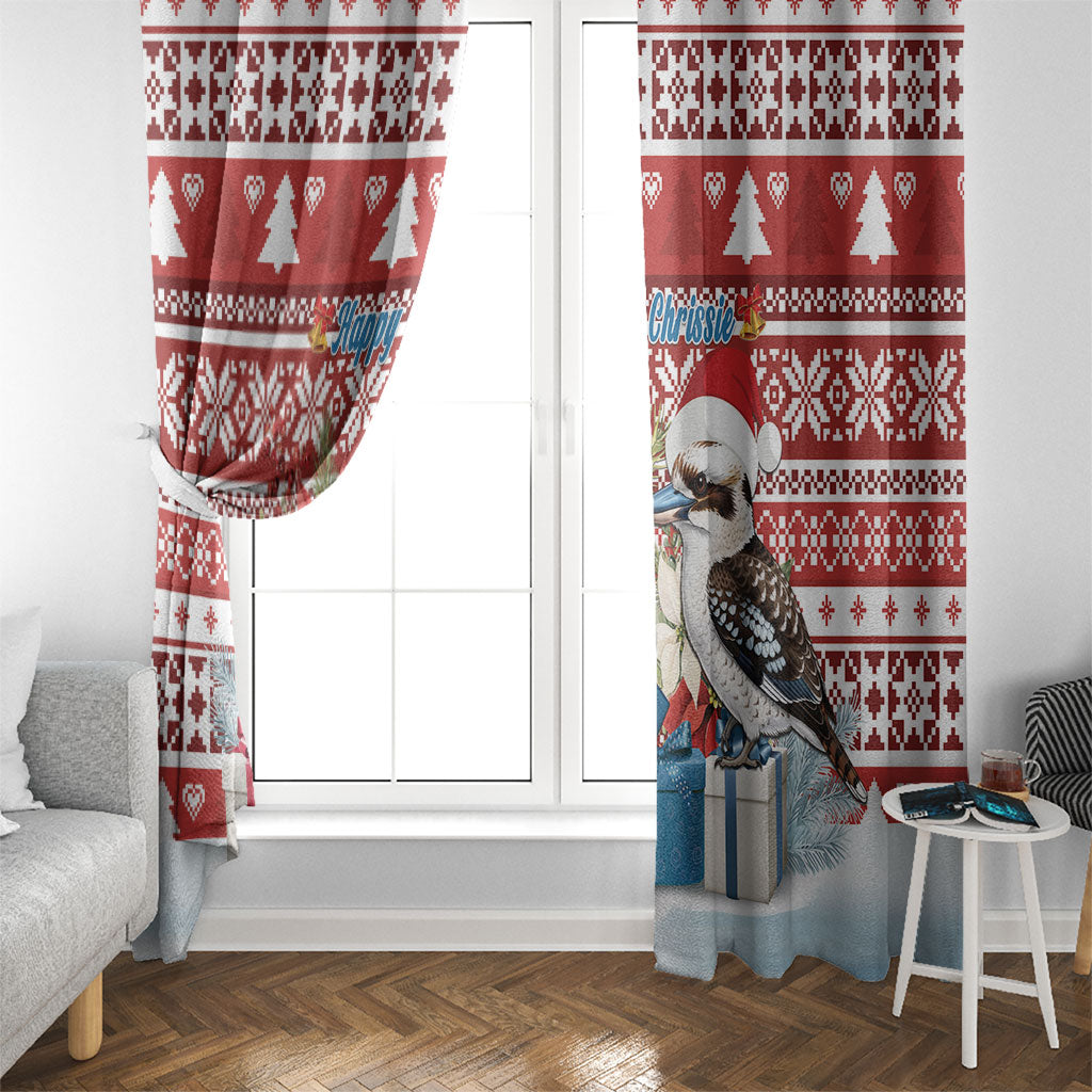 Australia Christmas In July Window Curtain Kookaburra Santa Red Color
