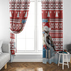 Australia Christmas In July Window Curtain Kookaburra Santa Red Color